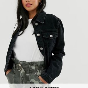 ASOS petite denim trucker jacket in washed black